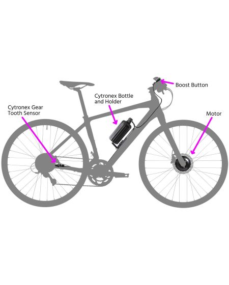 C1 Electric Bicycle Conversion Kit - UK for Black Rim Brake Bike 700C 32H Wheel