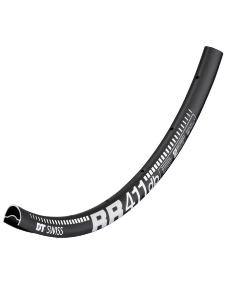 DT Swiss RR 411 Asymmetric Presta-drilled Disc Brake Black MTB Rim